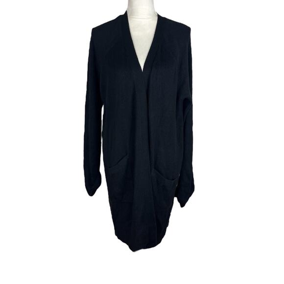 Lululemon Still At Ease Wrap Black Knit Cashlu Open Front Cardigan Size 12 NEW - Picture 3 of 9